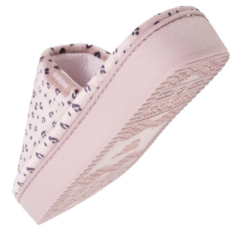 Chaussons sandales plateforme Femme Léopard rose