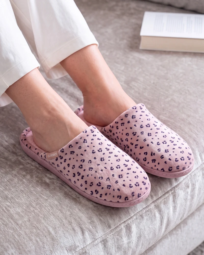 Chaussons mules Femme Léopard blush