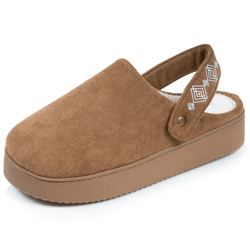 Chaussons mules plateforme Femme bride Camel