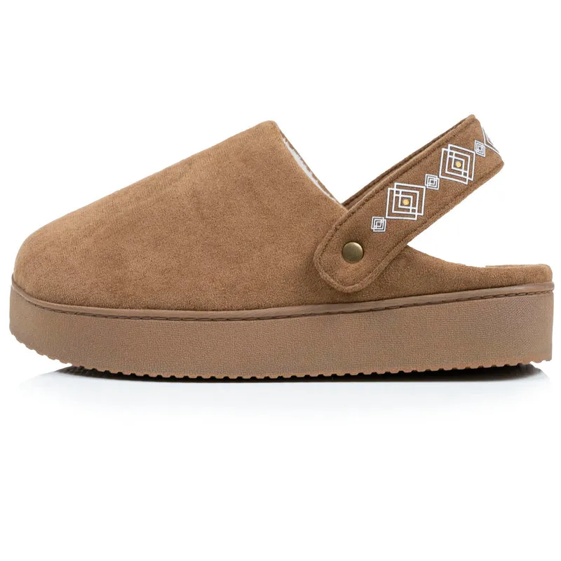 Chaussons mules plateforme Femme bride Camel