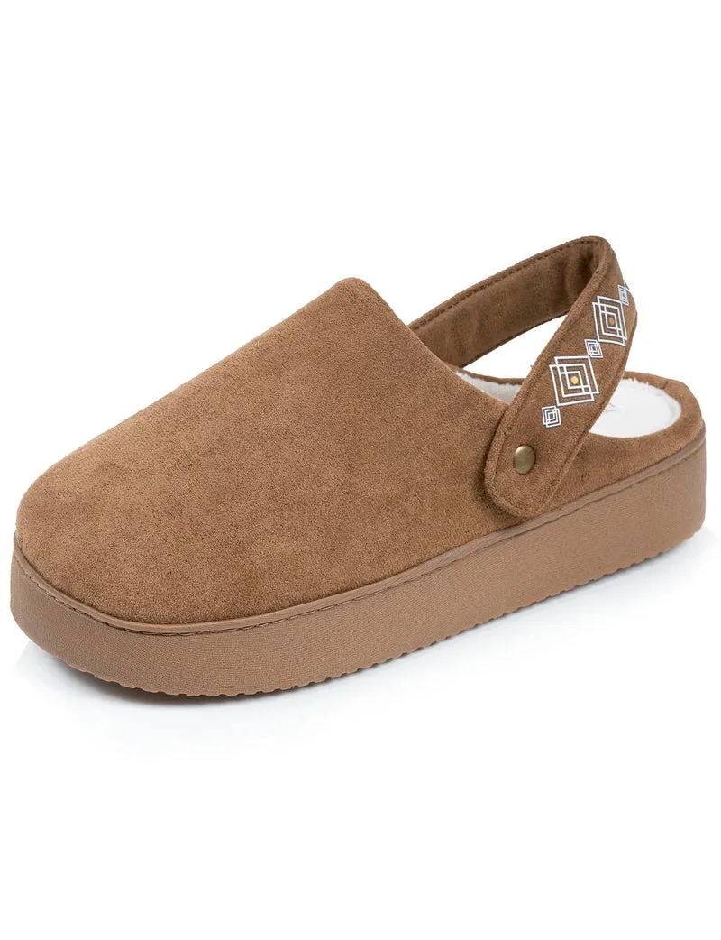 Chaussons mules plateforme Femme bride Camel