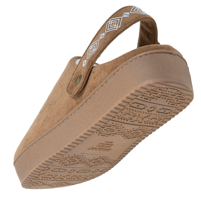 Chaussons mules plateforme Femme bride Camel