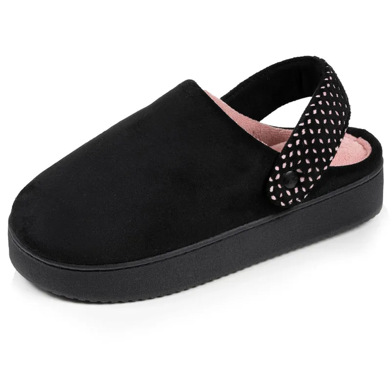 Chaussons mules plateforme Femme à bride Noir