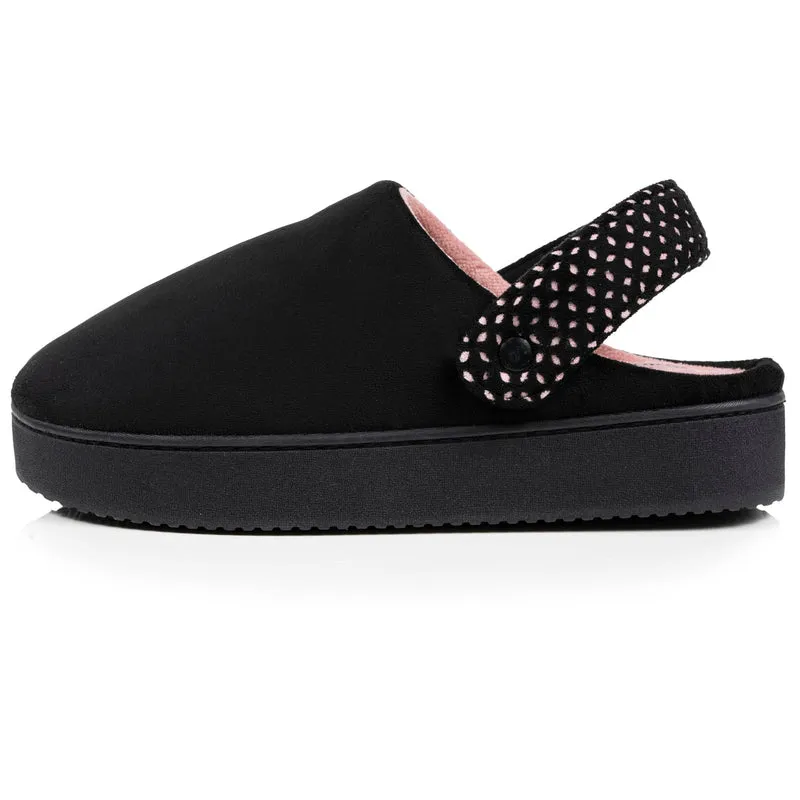 Chaussons mules plateforme Femme à bride Noir