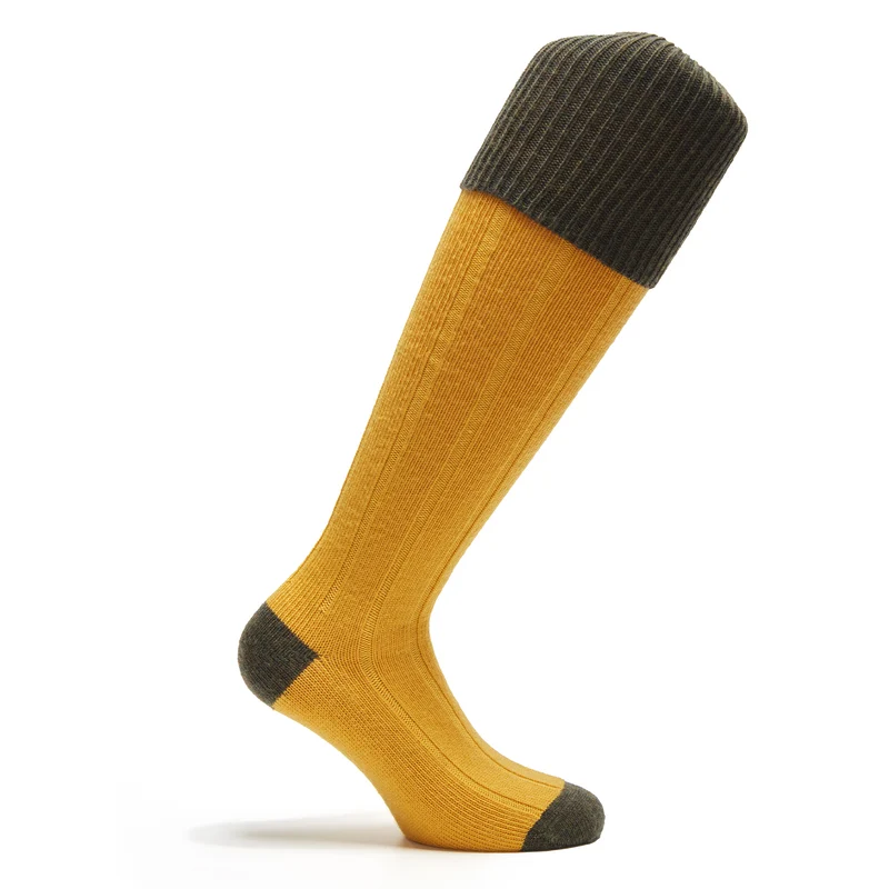 Mi-bas | Jaune & Kaki - Chasse - Laine mérinos