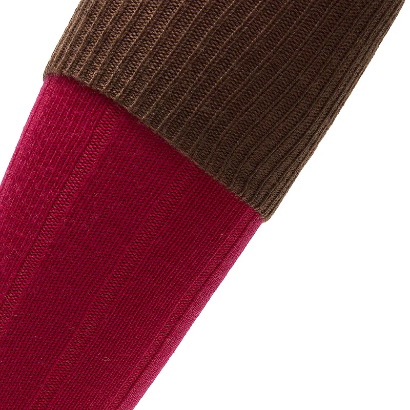 Mi-bas | Fuchsia & Taupe - Chasse - Laine mérinos