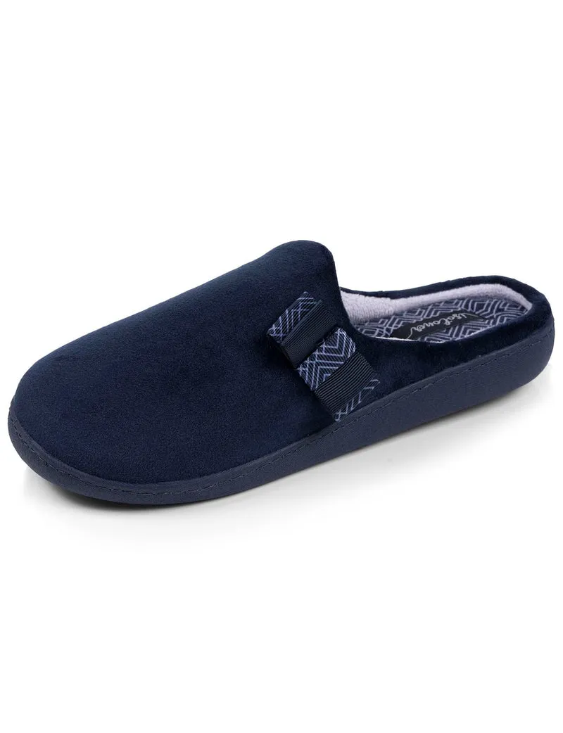 Chaussons mules Femme Marine nœud graphique