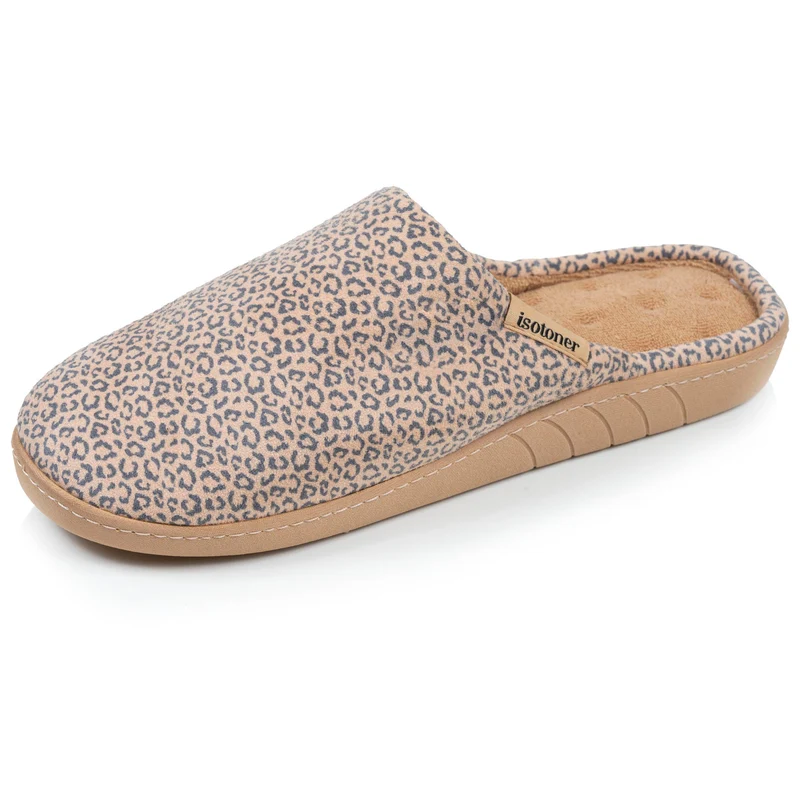 Chaussons mules Femme Léopard beige
