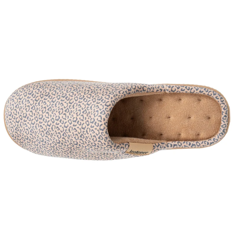 Chaussons mules Femme Léopard beige
