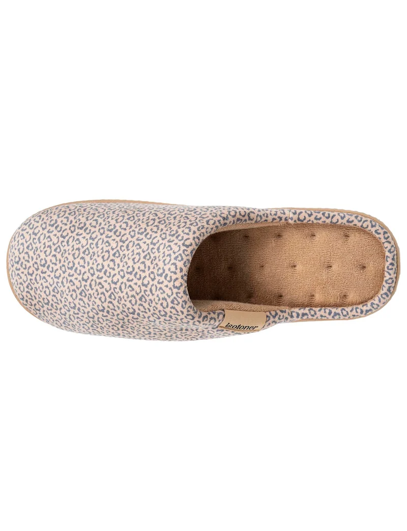 Chaussons mules Femme Léopard beige
