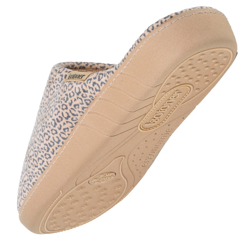 Chaussons mules Femme Léopard beige