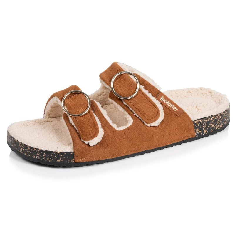 Chaussons sandales Femme Camel Sherpa