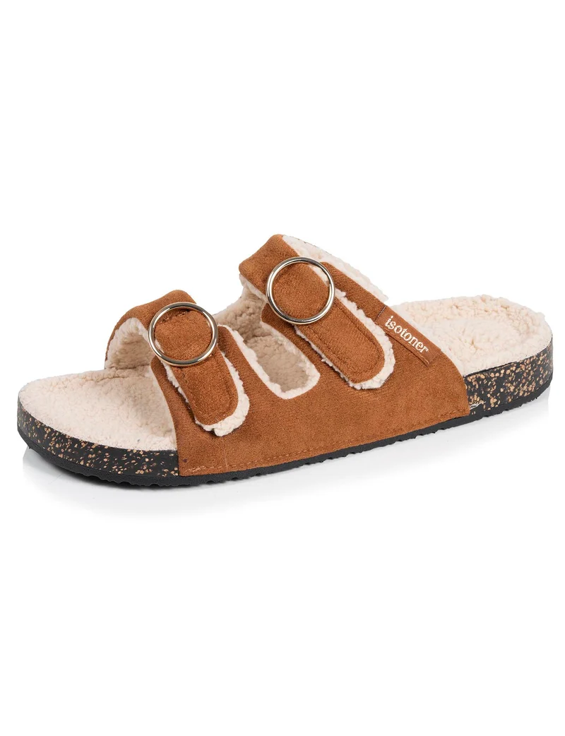 Chaussons sandales Femme Camel Sherpa