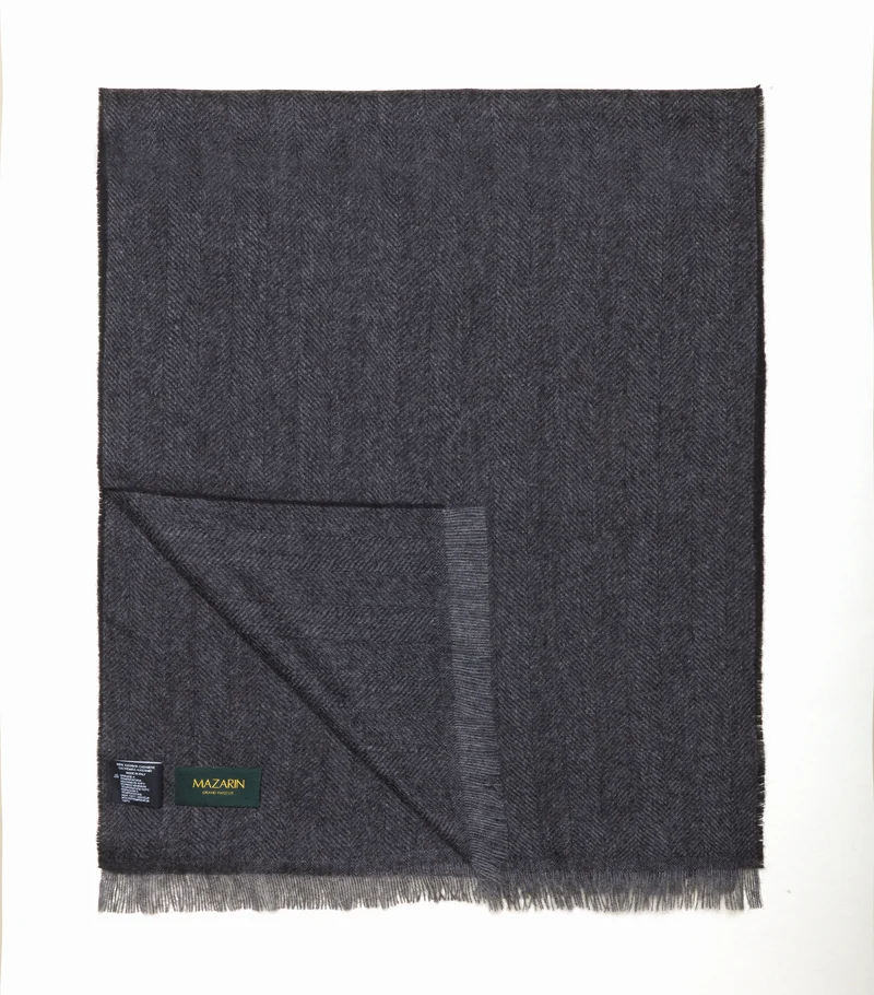 Écharpe 100% Cachemire - Chevrons - Anthracite & Gris