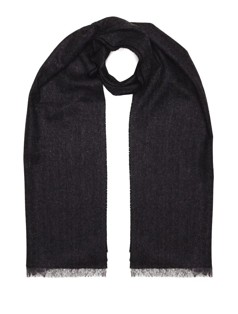 Écharpe 100% Cachemire - Chevrons - Anthracite & Gris