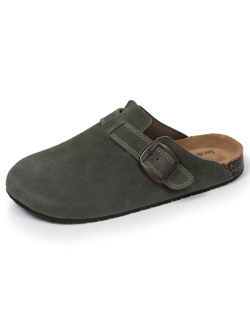 Sabots Femme cuir double surpiqures Kaki