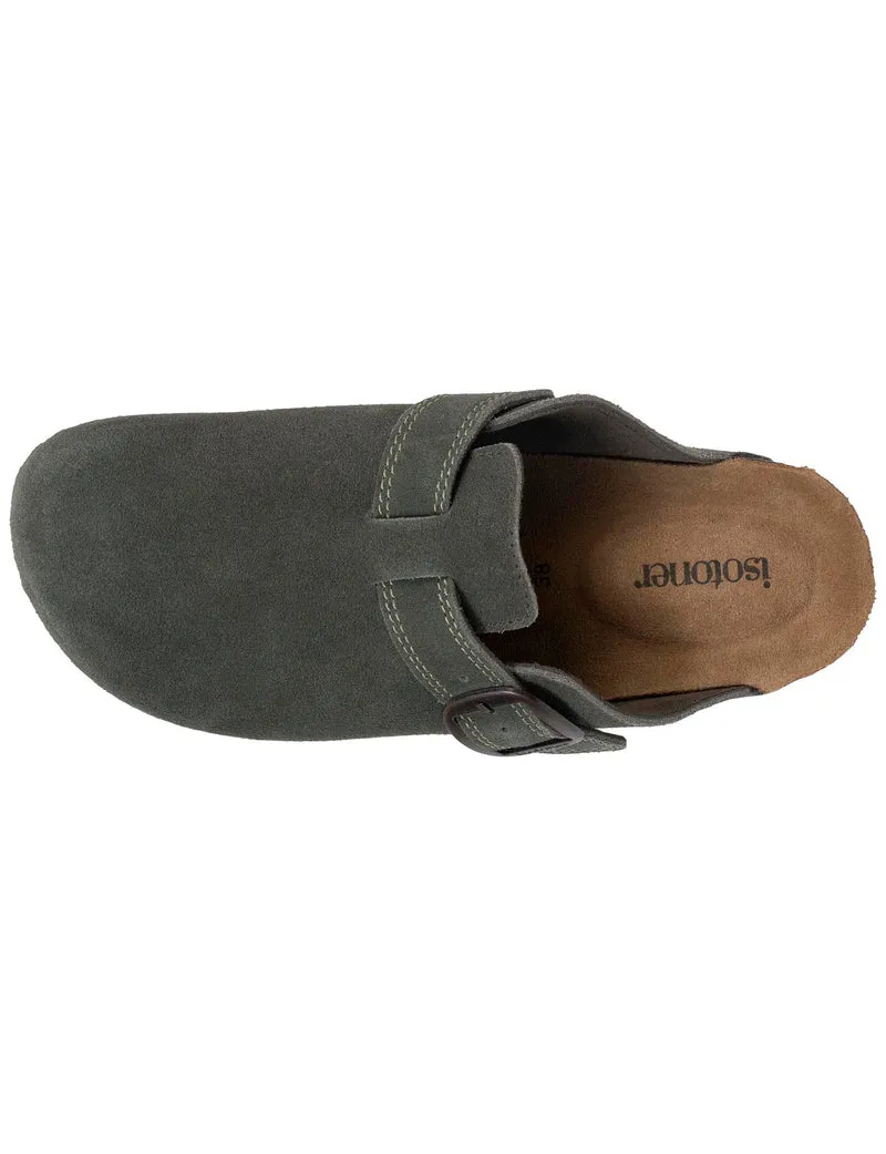 Sabots Femme cuir double surpiqures Kaki