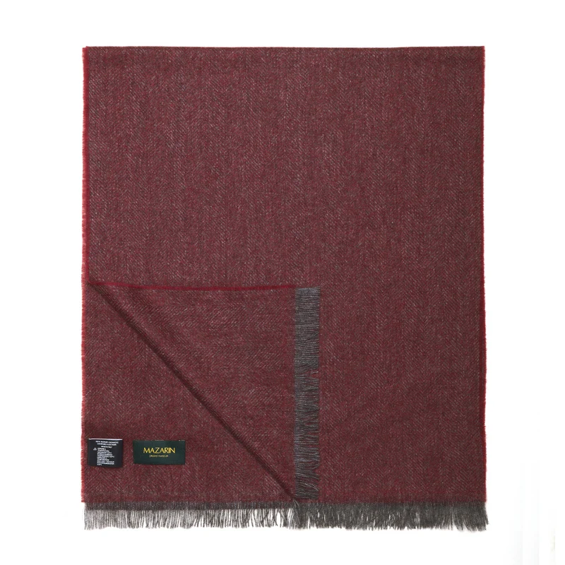 Écharpe 100% Cachemire - Chevrons - Rouge & Gris