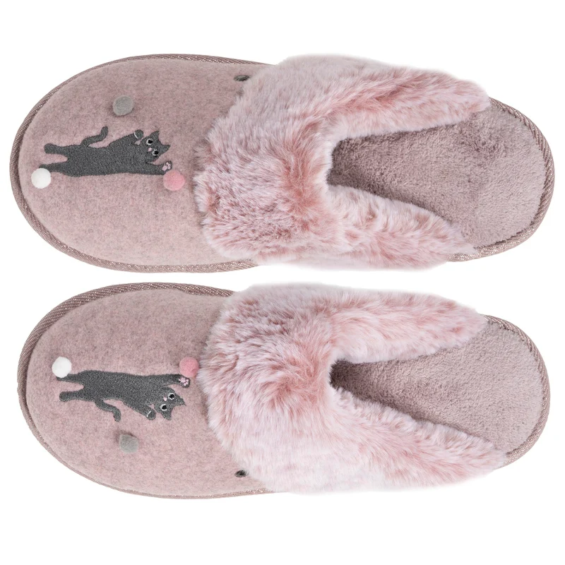 Chaussons mules Femme plates Rose chiné