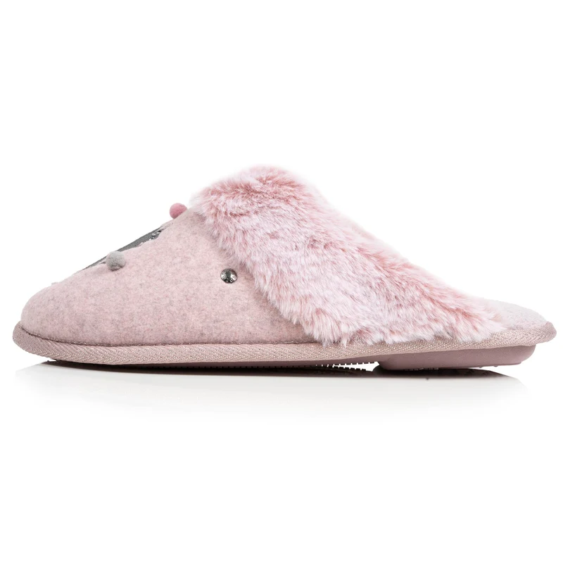 Chaussons mules Femme plates Rose chiné
