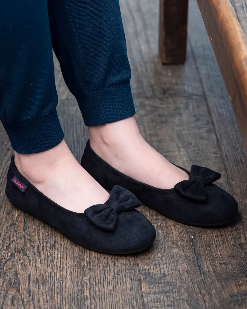 Chaussons ballerines Femme Noir rouges