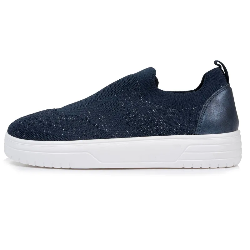 Baskets Femme slip-on plateforme Marine Lurex