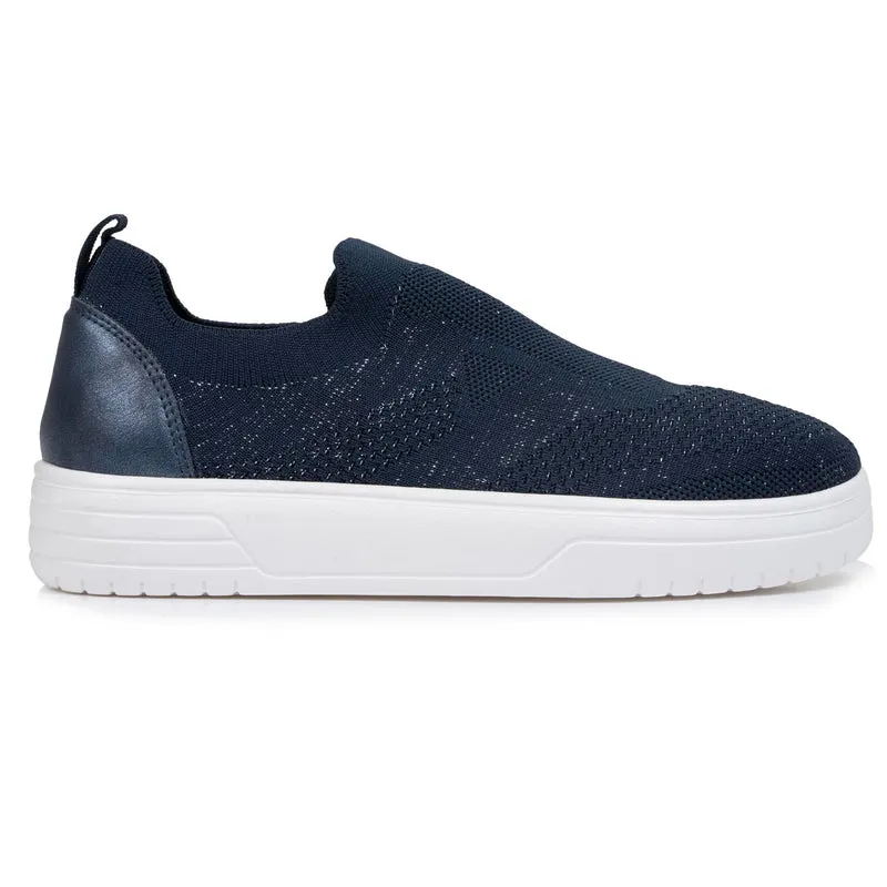 Baskets Femme slip-on plateforme Marine Lurex