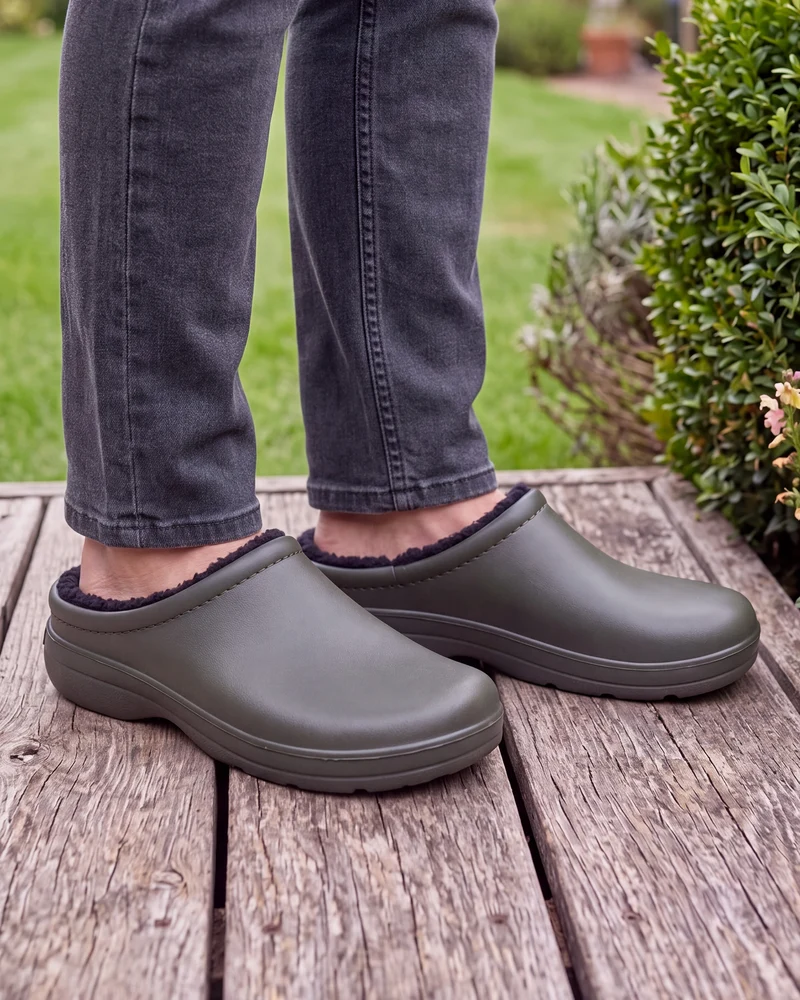 Sabots de jardin Homme fourrés Kaki