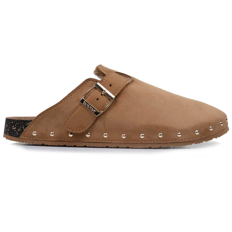 Sabots Femme fourrés Camel clous