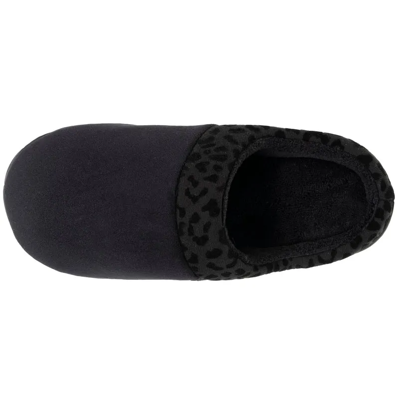 Chaussons mules Femme plateforme Léopard Noir