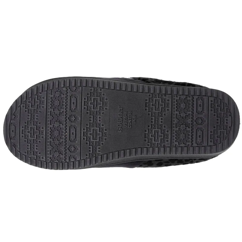 Chaussons mules Femme plateforme Léopard Noir