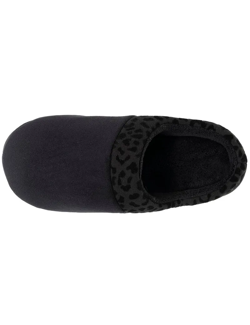 Chaussons mules Femme plateforme Léopard Noir