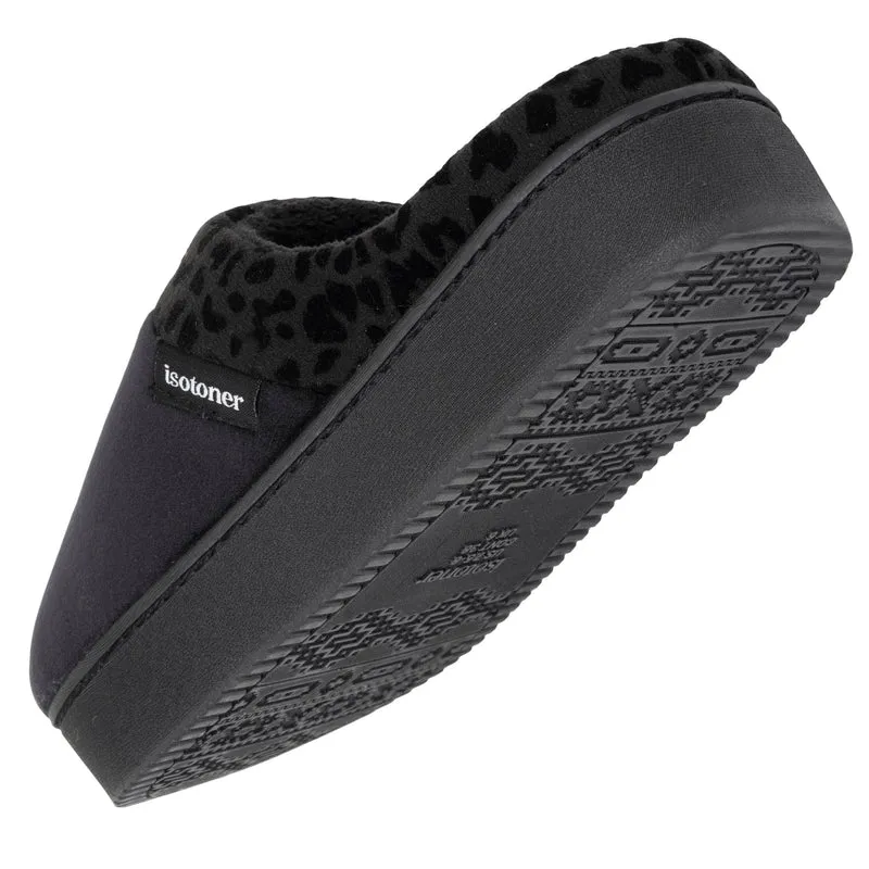 Chaussons mules Femme plateforme Léopard Noir