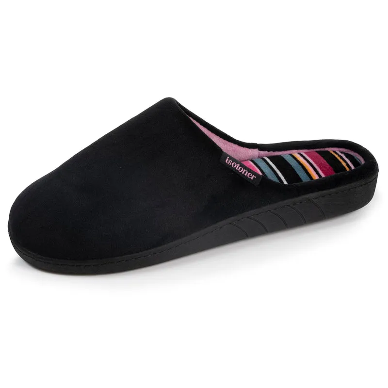 Chaussons mules Femme Noir rayures