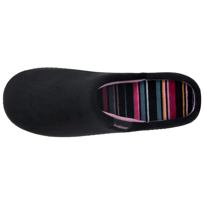 Chaussons mules Femme Noir rayures