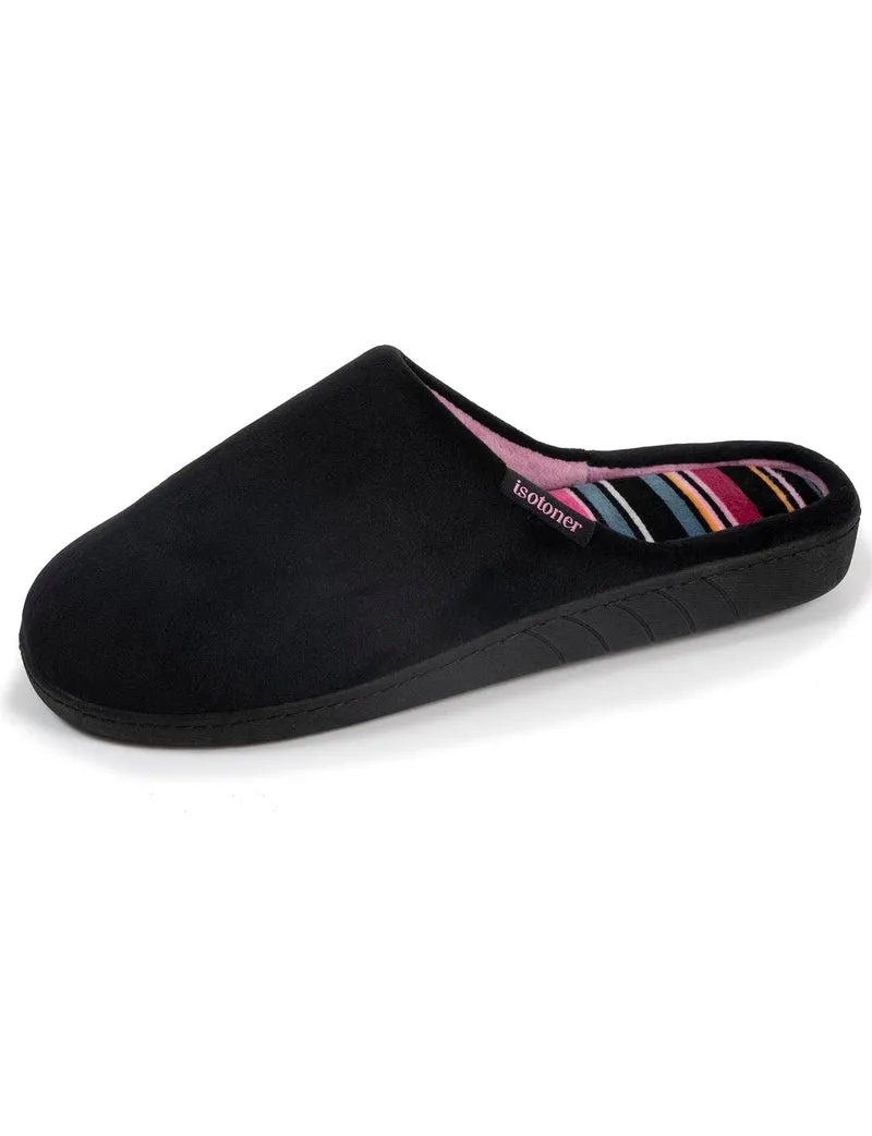 Chaussons mules Femme Noir rayures
