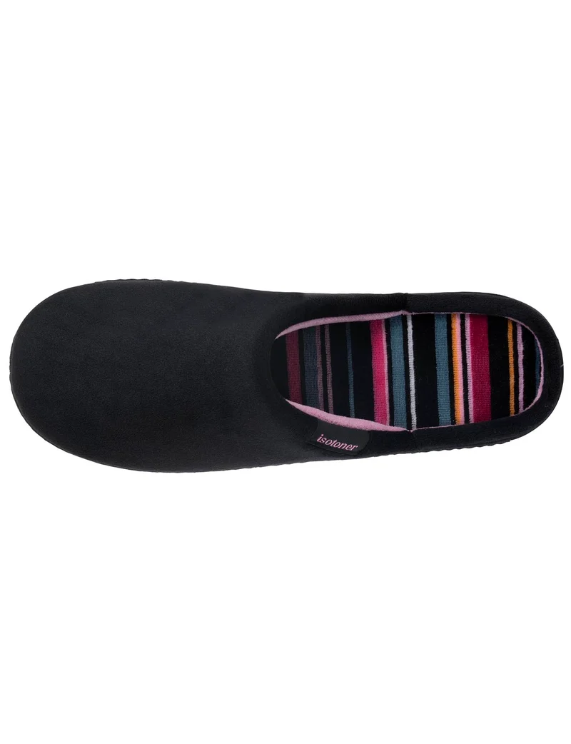 Chaussons mules Femme Noir rayures