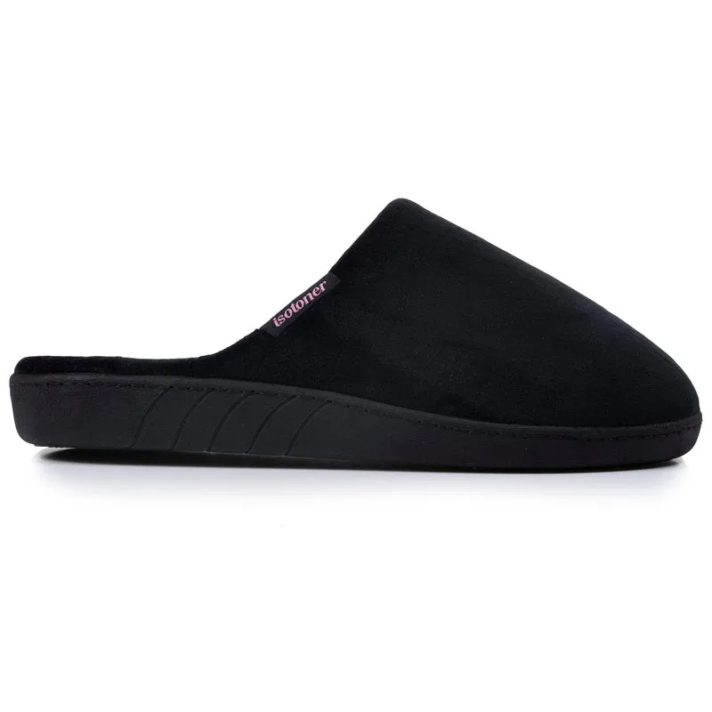 Chaussons mules Femme Noir rayures
