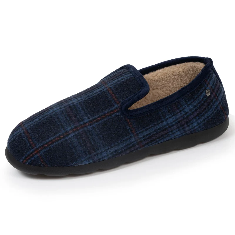Chaussons charentaises Homme Tartan bleus