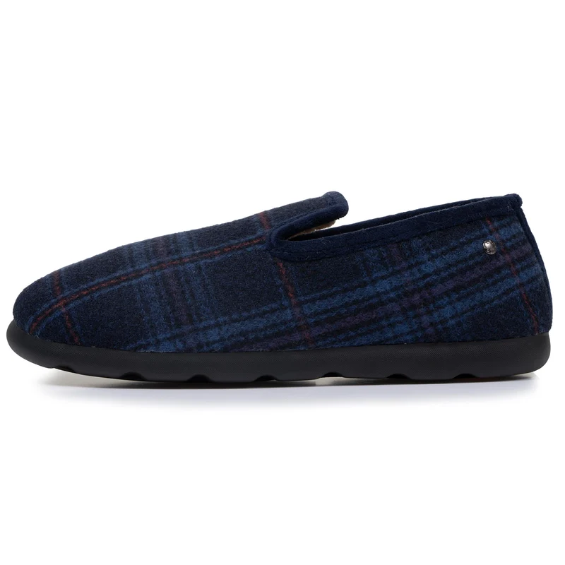 Chaussons charentaises Homme Tartan bleus