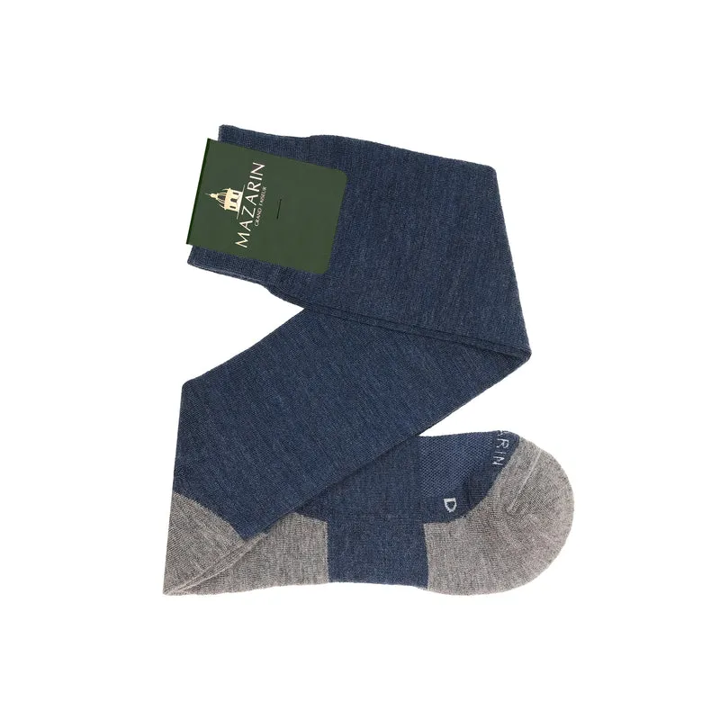 Mi-bas | Bleu & Gris - Laine
