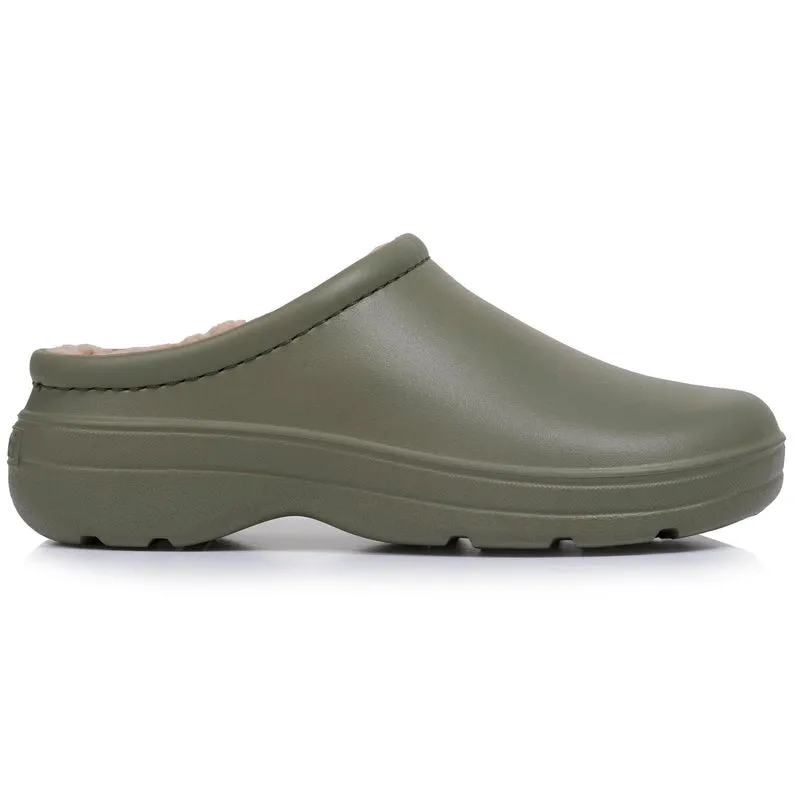 Sabots de jardin Femme fourrés Kaki