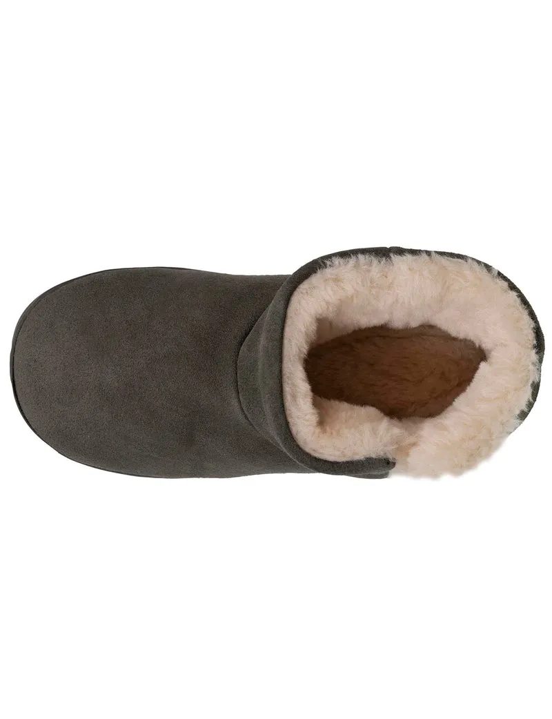 Chaussons botillons cuir Femme Kaki