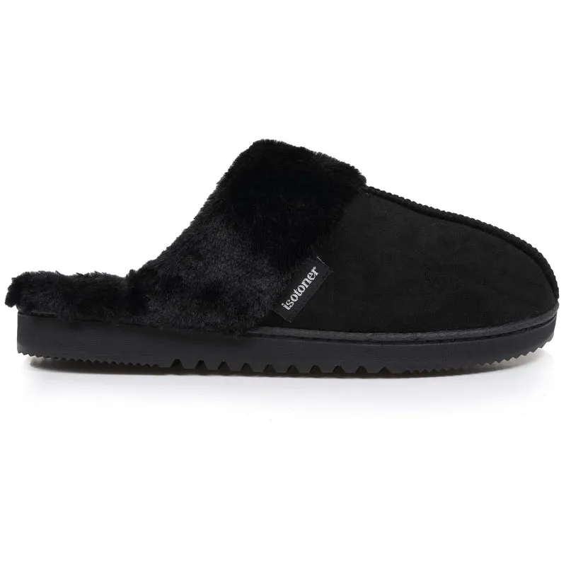 Chaussons mules Femme Noir fourrure