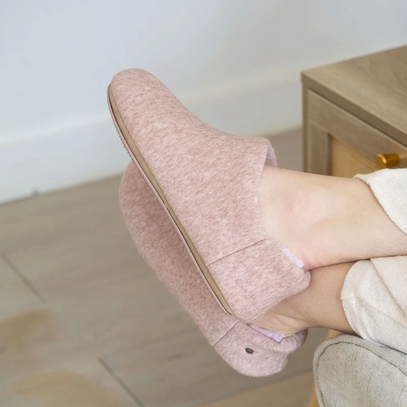 Chaussons bottillons bas Femme Rose chiné
