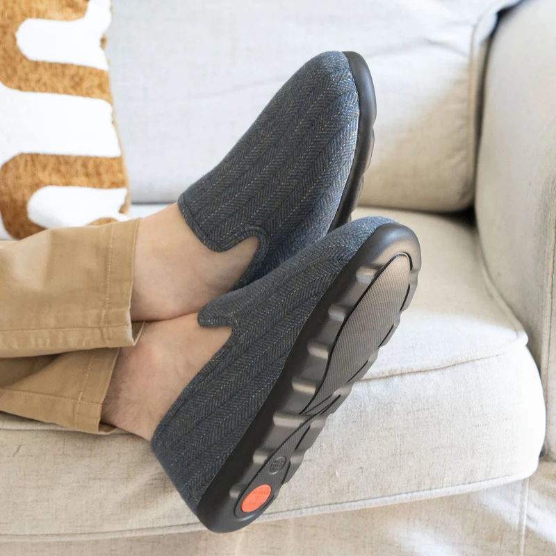 Chaussons charentaises Homme Chevrons bleus