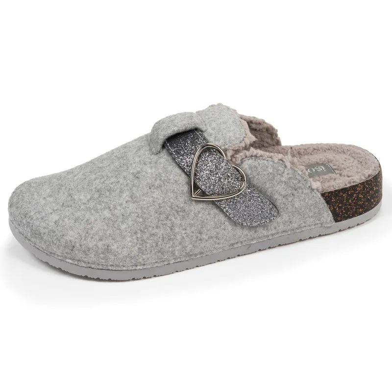 Chaussons sabots Femme Gris chiné paillettes