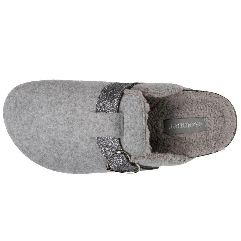 Chaussons sabots Femme Gris chiné paillettes