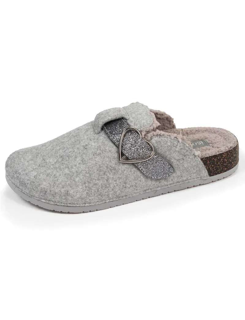 Chaussons sabots Femme Gris chiné paillettes