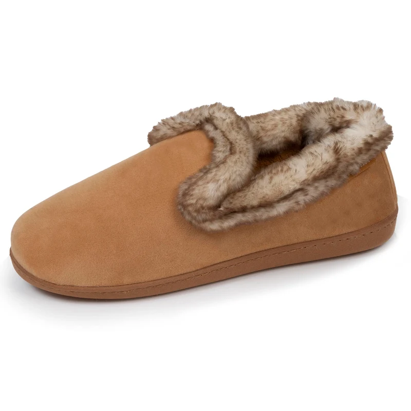 Chaussons charentaises Femme Taupe fourrure